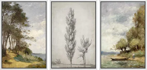 Miniatura 17 de Ashbrook Set de Arte de Pared en Lienzo Enmarcado, Naturaleza, Horizonte de Playa Nebulosa, Ilustraciones de Área Silvestre, Bellas Artes, Paisaje