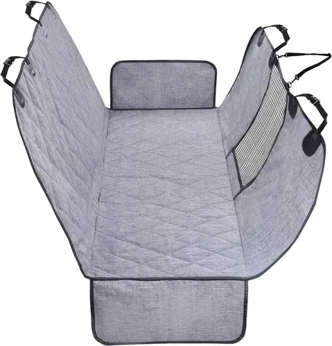Miniatura 10 de VIVAGLORY Funda de asiento de perro para asiento trasero, ventana visual de malla con correa adicional y hebillas para mayor seguridad, fundas