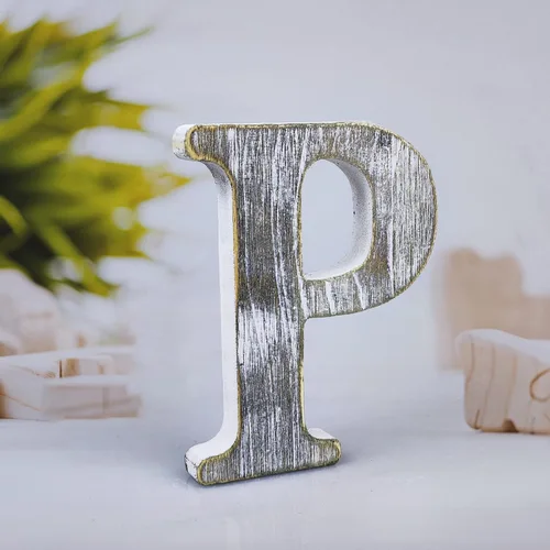 Miniatura 15 de Letras de madera rústica sin terminar de 4 pulgadas para decoración de pared, letras decorativas de pie en rodajas, decoración de tablero