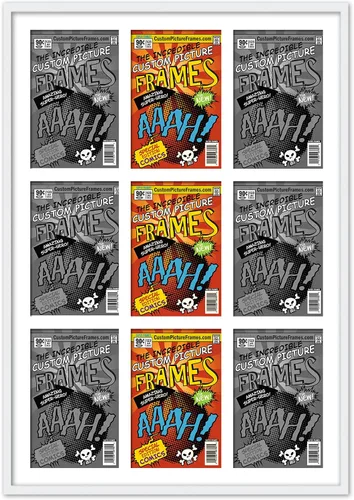 Miniatura 20 de Marco de cómic negro con alfombrilla negra para cómics de la Edad Dorada