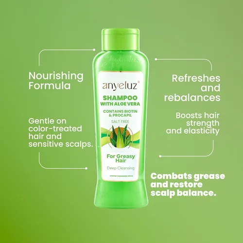 Miniatura 8 de ANYELUZ Champú capilar de aloe vera, limpiador de cuero cabelludo de limpieza profunda, fórmula de fortalecimiento de biotina, control de grasa