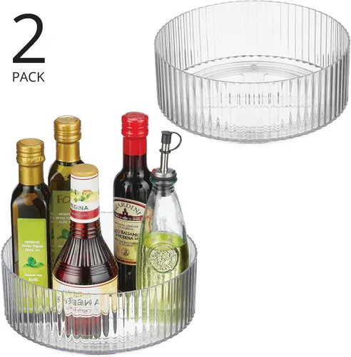 Miniatura 2 de mDesign Plataforma giratoria de plástico para gabinete de cocina y baño, armario, organización de encimera, organizador giratorio para condimentos