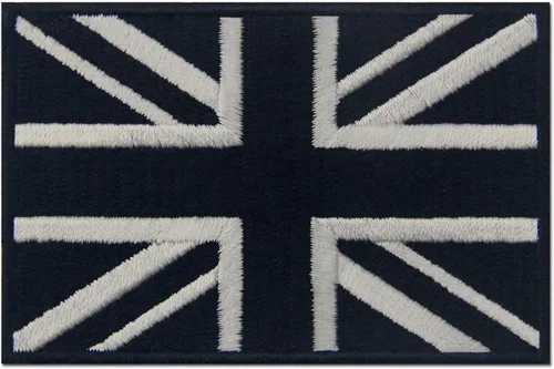 Parche bordado táctico de la Unión Británica Jack Bandera de Inglaterra Reino Unido Gran Bretaña para planchar en el emblema - Blanco y negro