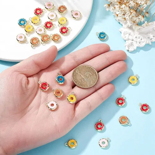Miniatura 3 de DanLingJewelry Dijes coloridos esmaltados lindos colgantes para hacer joyas y manualidades, Metal no precioso., No es una piedra preciosa