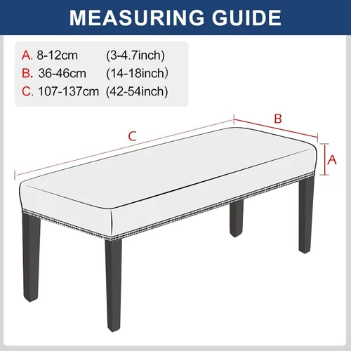Miniatura 5 de Lebaley Funda Impermeable para Banco de Comedor Elástica Rectangular Protector de Asiento de Banco Funda Deslizable Extraíble Lavable Fundas