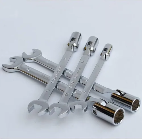 Miniatura 4 de FLZOPSER - Llave inglesa giratoria de doble cabeza hexagonal de 0.669 in, llave de combinación de extremo abierto, herramienta de reparación