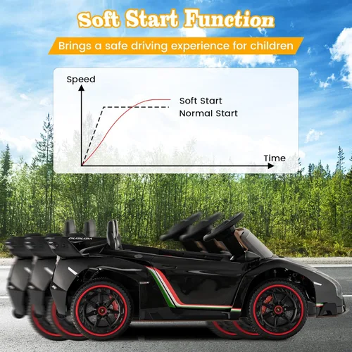Miniatura 8 de Costzon - Automóvil de paseo con licencia Lamborghini de 12 V, vehículo deportivo 4WD con batería eléctrica con control remoto, 3 velocidades
