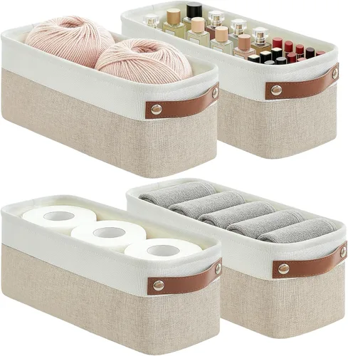 Miniatura 38 de Bagnizer 13x13 Cajas de almacenamiento cúbicas, caja de almacenamiento plegable de tela, paquete de 4 cestas de armario con asas para organizar