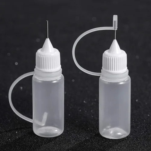 Miniatura 6 de EXCEART 10 botellas de pegamento con punta de aguja, 0.3 fl oz, aplicador de punta de apriete recargable de precisión, botella de plástico con aguja