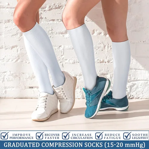 Miniatura 2 de FEYHAY Calcetines de compresión de cobre (3 pares) de 15-20 mmHg de circulación es la mejor atlética y diaria para hombres y mujeres, correr