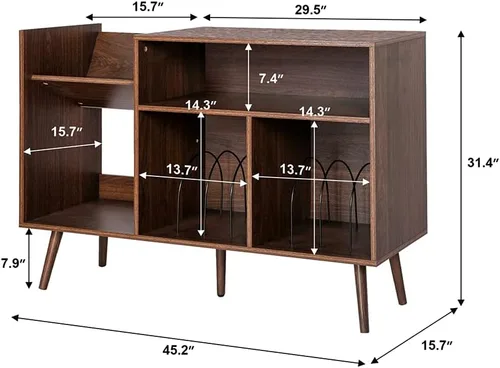 Miniatura 3 de Soporte para tocadiscos moderno, soporte para tocadiscos de vinilo, soporte grande para tocadiscos con almacenamiento, soporte para tocadiscos
