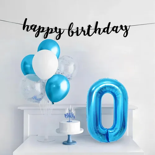 Miniatura 5 de Globo azul con el número 0, 40 pulgadas, Mylar premium, reutilizable, para decoración de fiesta de cumpleaños