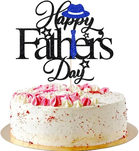 Decoración para tartas con purpurina negra para el día del padre, feliz cumpleaños papá, te amamos papá, decoraciones de fiesta del día del padre