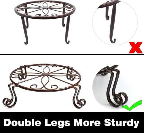 Miniatura 3 de Soporte para plantas marrón para maceta, soporte resistente para macetas para interiores y exteriores, metal a prueba de óxido de hierro, contenedor