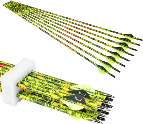 Flechas de caza de carbono de 28 pulgadas 300 340 350 400 espina dorsal de carbono para arco recurvo compuesto práctica objetivo 28 30 pulgadas