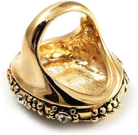 Miniatura 7 de Avalaya Anillo grueso de cristal de concha de oro envejecido