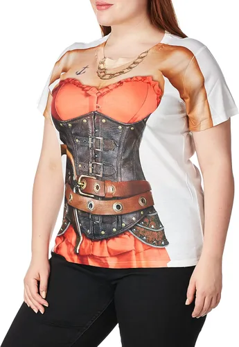 Faux Real Camiseta de manga corta realista con fotos 3D de Halloween para mujer, Multicolor