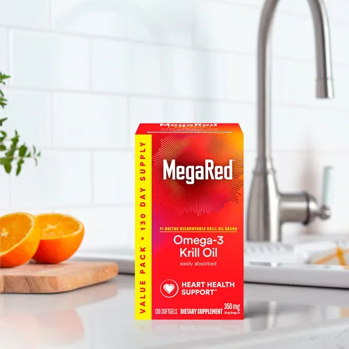 Miniatura 13 de MegaRed - Aceite de krill Omega-3 350mg cápsulas blandas (130 unidades en una botella), ácidos grasos omega-3 EPA y DHA sin regusto a pescado a