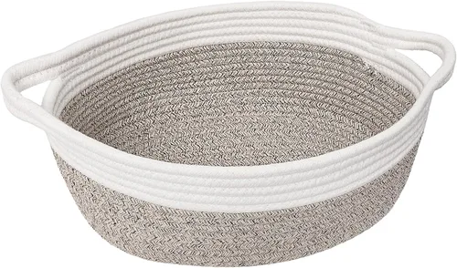 Miniatura 11 de Goodpick Cesta tejida pequeña, linda cuerda rosa, cesta de algodón para bebé, cesta de almacenamiento para habitación de guardería, caja de juguetes