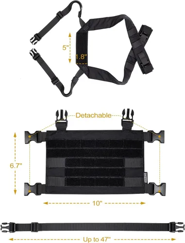 Miniatura 8 de ONETIGRIS ROC Chest Rig Panel modular táctico con correa de hombro extraíble y correa de cintura