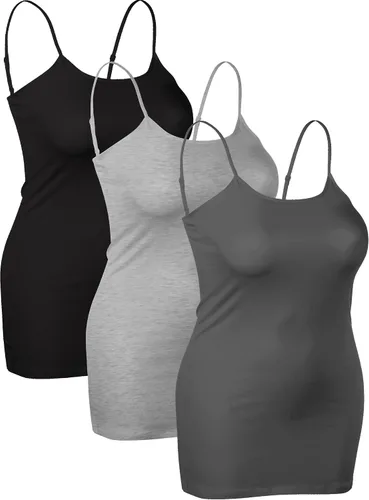 Miniatura 247 de Emmalise Camisola larga casual básica para mujer, con tirantes ajustables, top en capas