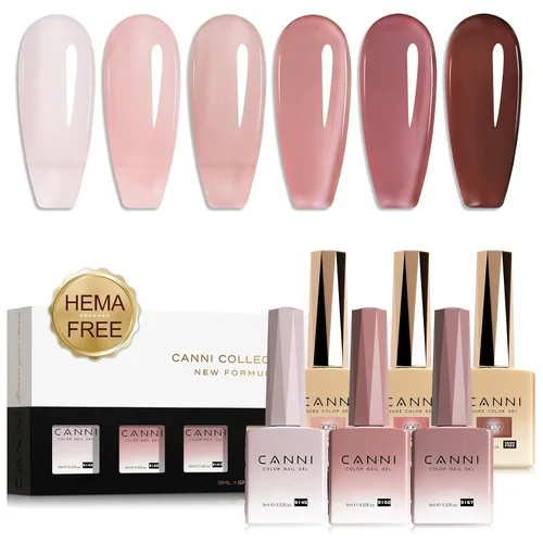Miniatura 27 de CANNI Kit de esmalte de uñas de gel, 6 colores, rosa nude, 0.3 fl oz, tonos de piel, uñas francesas, marrón neutro, kit de uñas de gel para remojar