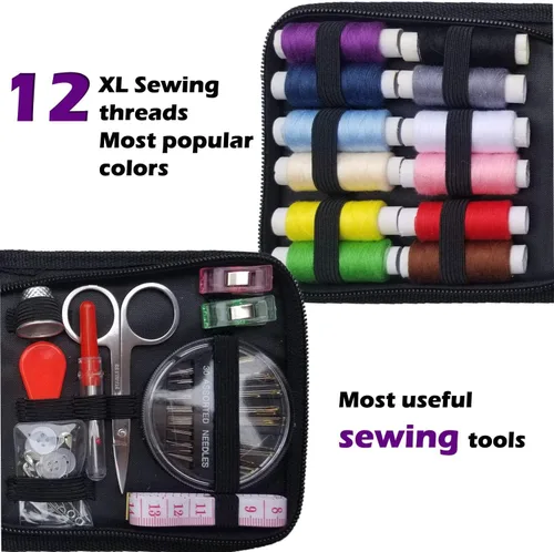 Miniatura 3 de Kit de costura, más del 80 suministros de costura premium, 38 bobinas de hilo. Mini kit de costura de viaje, costura para principiantes, kit