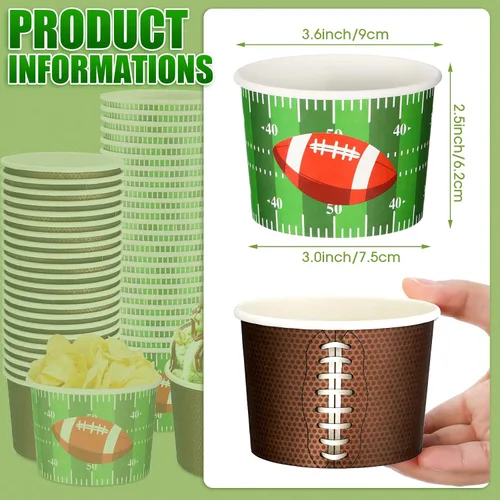 Miniatura 3 de Mimorou 80 unidades de suministros de fiesta de fútbol, cuencos de 9 onzas, cuencos de fútbol para el día del juego, tazas de papel, cuenco de papel