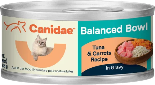 Canidae Balanced Bowl - Comida húmeda para gatos, receta de atún y zanahorias, 3 onzas (caja de 24)