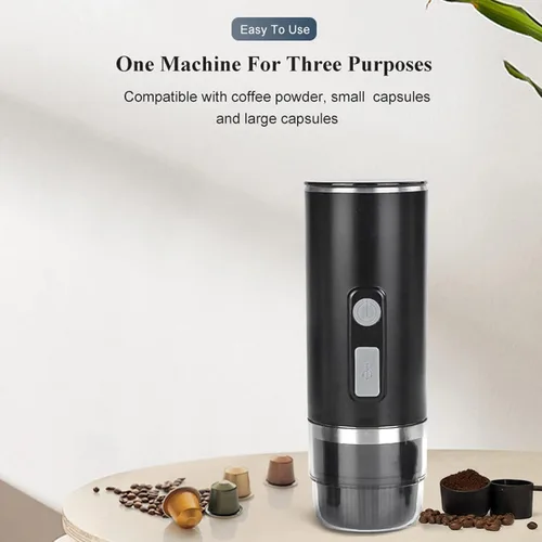 Miniatura 3 de ZJchao Cafetera portátil, 2 en 1, máquina de café universal totalmente automática, cafetera de café con cable de carga tipo C para oficina, camping