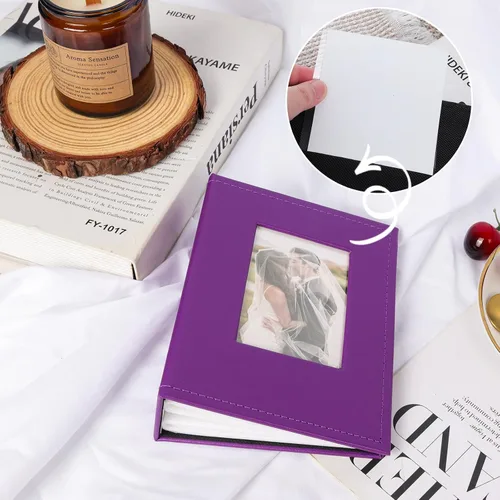 Miniatura 3 de RECUTMS - Álbum de fotos pequeño de 4 x 6 pulgadas, cada uno con 26 páginas transparentes para 52 fotos, álbumes mini de piel sintética premium
