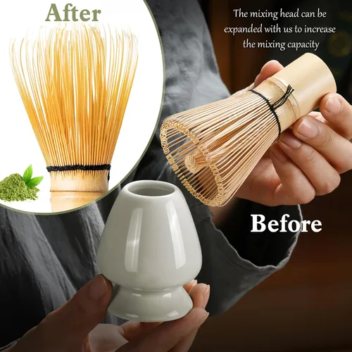 Miniatura 3 de Juego de 6 batidores de matcha, kit de herramientas de fabricación de matcha ceremonial japonés para batidor de bambú, cuchara de matcha, cuchara