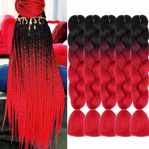 Miniatura 10 de Extensiones de cabello trenzado color gris degradado, 5 unidades, trenzas sintéticas de 24 pulgadas, 2 tonos, cabello gris para trenzas de caja, #28