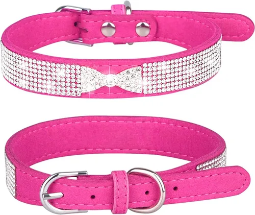 Miniatura 16 de Collares Pequeños para Perros Femeninos, Lindo Cristal de Rinstone con Pajarita de Diamante de Brillo para Cachorros para XXS XS Perros Pequeños