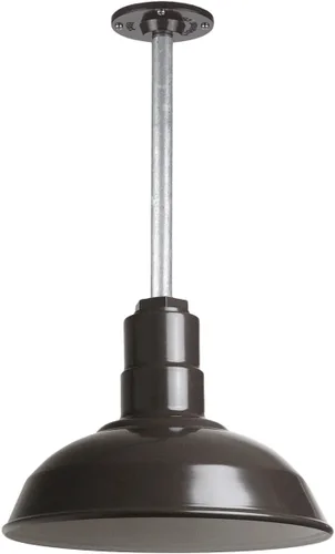 Steel Lighting Co. El Segundo - Lámpara de granero | Colgante montado en el techo | Domo de 12 pulgadas | Vástago de 12 pulgadas | Luz de acero