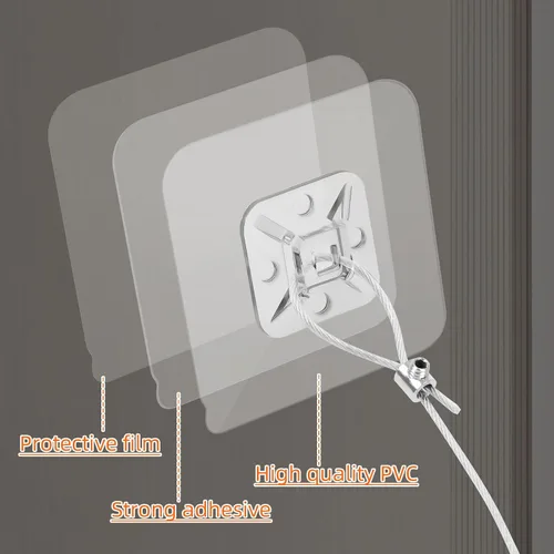 Miniatura 4 de Vinkqiado - Paquete de 6 correas de seguridad ajustables de metal de 42 pulgadas para TV, sin taladro, adhesivos antipuntas, anclajes de pared