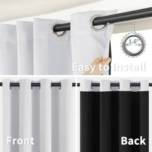 Miniatura 6 de BGment - Cortinas con aislamiento térmico para habitación, 100 % opacas, con forro negro, cortina de doble capa con ojales, reduce el ruido
