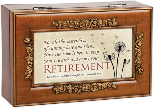 Miniatura 2 de Cottage Garden Reap Reward Enjoy Retirement Caja de música de madera en relieve con grano de madera que reproduce lo genial que eres