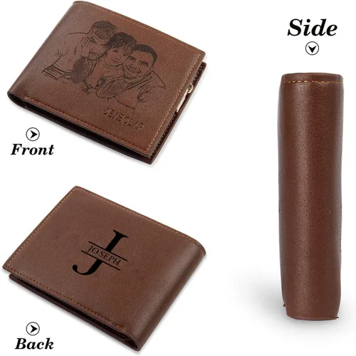 Miniatura 2 de Jewelstruck Billetera para hombre, billetera personalizada para hombre, carteras personalizadas para hombre, iniciales grabadas con imagen, día