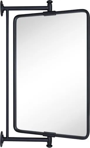 TEHOME Espejo rectangular redondeado negro pivot-N-View para tocador de baño, espejo giratorio inclinable para tocador de esquina, 14 x 22 pulgadas