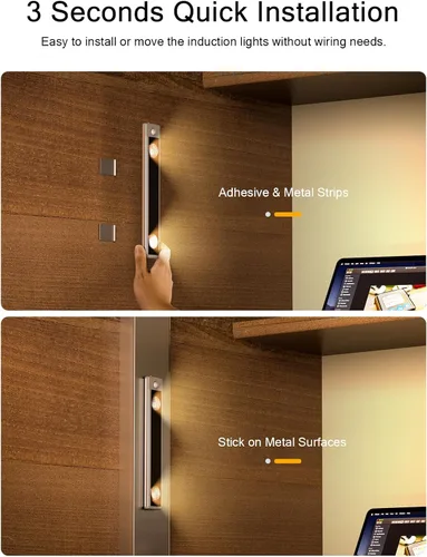 Miniatura 6 de YIGER Luces para debajo del gabinete, luz inalámbrica con sensor de movimiento para interiores, iluminación LED cálida de 10 pulgadas, funciona