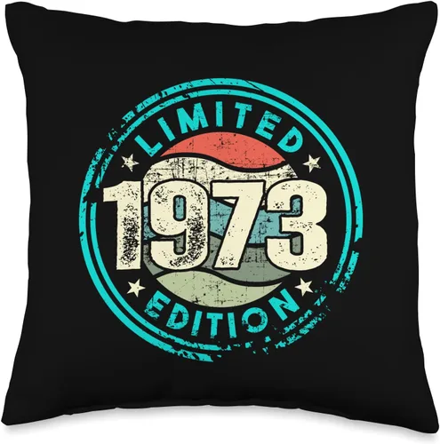 Retro Limited Edition Gifts Birthday Collection Cumpleaños con edición limitada y nacido en 1973, almohada vintage, 16 x 16 pulgadas, multicolor