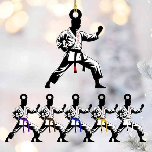 Miniatura 7 de Adorno personalizado de Jiu Jitsu, decoración de árbol de Navidad de artes marciales, regalo de recuerdo navideño BJJ para niños, adolescentes, On63