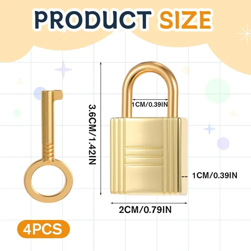 Miniatura 2 de 4 candados de aleación de zinc Archaize con llave, mini candados dorados para bolso, equipaje, mochila, cajas de madera, joyero, caja