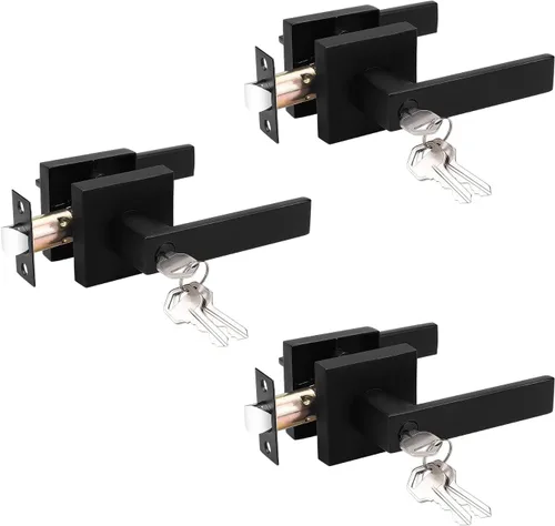 Miniatura 21 de Probrico - Paquete de 6 manijas de puerta para entrada de dormitorio interior, perillas de puerta con cerradura de una llave, entrada con llaves