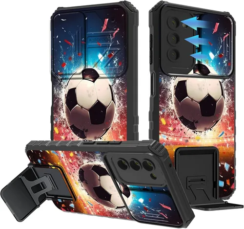 Miniatura 1014 de Funda para Samsung Galaxy S22 Ultra 5G, Galaxy S22 Ultra con cubierta de cámara deslizante, funda resistente de doble capa con función atril Black