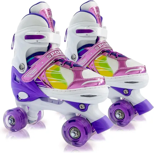 Miniatura 14 de Adjustable Kids Roller Skates for Girls and Boys Ages 3-5 5-8 8-12, All 8 Wheels of Girl's Skates Shine, Safe and Fun Illuminating for Outdoor Azul