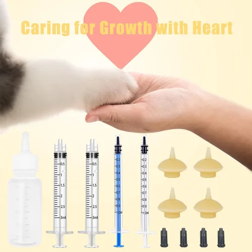 Miniatura 7 de Mini Botella de Alimentación para Mascotas y Jeringas con Tetinas para Gatos, Perros y Otros Animales Pequeños (Modelo 4)