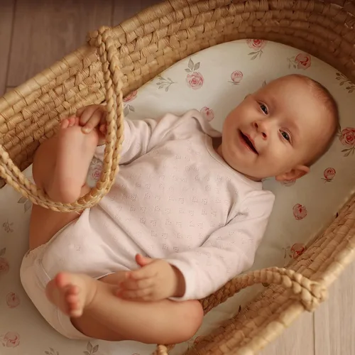 Miniatura 2 de Gllquen Baby - Sábanas ajustadas para moisés de 2 unidades, 100% algodón orgánico para niñas y niños, sábana suave y transpirable unisex para Rosa