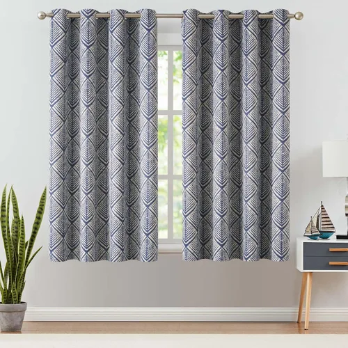 Miniatura 2 de jinchan Cortinas 80% opacas para dormitorio, cortinas con patrones geométricos para sala de estar, tratamientos de ventana para oscurecer